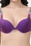 PrettyCat Shine Strap Sexy Front Open Underwire Pushup Bra - Purple — thumbnail 5