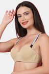 PrettyCat Shine Strap Sexy Half Cup Underwire Balconette Bra - Beige — thumbnail 2