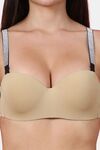 PrettyCat Shine Strap Sexy Half Cup Underwire Balconette Bra - Beige — thumbnail 5