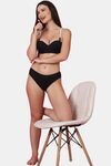 PrettyCat Shine Strap Sexy Half Cup Underwire Balconette Bra - Black — thumbnail 4