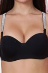 PrettyCat Shine Strap Sexy Half Cup Underwire Balconette Bra - Black — thumbnail 5