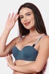 PrettyCat Shine Strap Sexy Half Cup Underwire Balconette Bra - Green — thumbnail 2