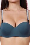 PrettyCat Shine Strap Sexy Half Cup Underwire Balconette Bra - Green — thumbnail 5