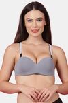PrettyCat Shine Strap Sexy Half Cup Underwire Balconette Bra - Grey — thumbnail 1