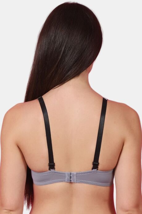 PrettyCat Shine Strap Sexy Half Cup Underwire Balconette Bra - Grey — image 3