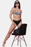 PrettyCat Shine Strap Sexy Half Cup Underwire Balconette Bra - Grey — thumbnail 4