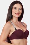 PrettyCat Shine Strap Sexy Half Cup Underwire Balconette Bra - Wine — thumbnail 2