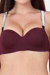 PrettyCat Shine Strap Sexy Half Cup Underwire Balconette Bra - Wine — thumbnail 5
