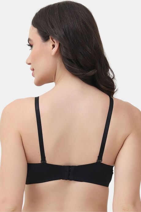 PrettyCat Underwire Lightly Padded T-shirt Bra With Sexy Trim Lace - Black — image 3