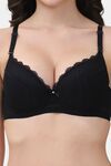 PrettyCat Underwire Lightly Padded T-shirt Bra With Sexy Trim Lace - Black — thumbnail 5