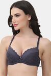 PrettyCat Underwire Lightly Padded T-shirt Bra With Sexy Trim Lace - Grey — thumbnail 2