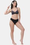 PrettyCat Underwire Lightly Padded T-shirt Bra With Sexy Trim Lace - Grey — thumbnail 4