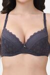 PrettyCat Underwire Lightly Padded T-shirt Bra With Sexy Trim Lace - Grey — thumbnail 5