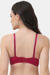PrettyCat Underwire Lightly Padded T-shirt Bra With Sexy Trim Lace - Maroon — thumbnail 3