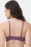 PrettyCat Underwire Lightly Padded T-shirt Bra With Sexy Trim Lace - Purple — thumbnail 3