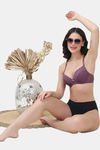 PrettyCat Underwire Lightly Padded T-shirt Bra With Sexy Trim Lace - Purple — thumbnail 4