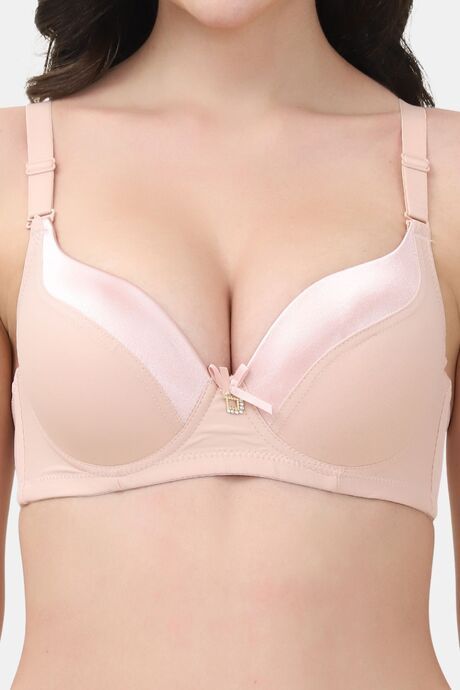 PrettyCat Underwire Lightly Padded T-shirt Bra For Women - Beige — image 5
