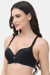 PrettyCat Underwire Lightly Padded T-shirt Bra For Women - Black — thumbnail 2