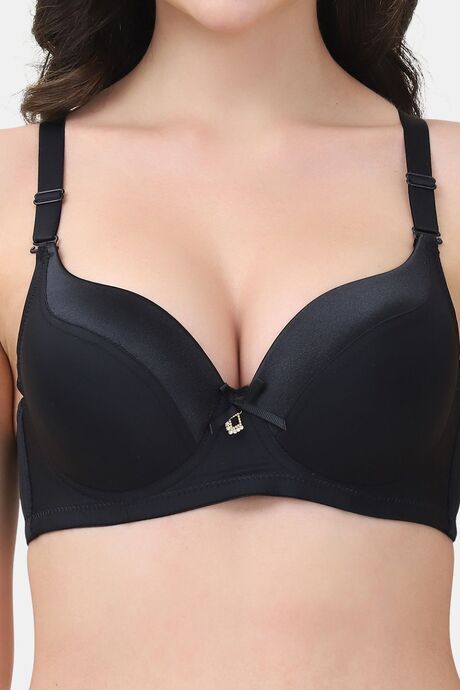 PrettyCat Underwire Lightly Padded T-shirt Bra For Women - Black — image 5