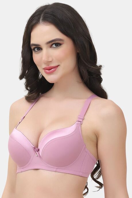 PrettyCat Underwire Lightly Padded T-shirt Bra For Women - Mauve — image 2
