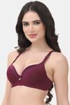 PrettyCat Underwire Lightly Padded T-shirt Bra For Women - Wine — thumbnail 2