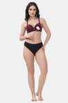 PrettyCat Underwire Lightly Padded T-shirt Bra For Women - Wine — thumbnail 4