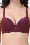 PrettyCat Underwire Lightly Padded T-shirt Bra For Women - Wine — thumbnail 5