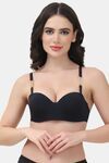 PrettyCat Underwire Lightly Padded Balconette Bra With Sexy Chain Strap - Black — thumbnail 1