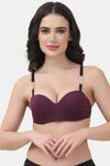 PrettyCat Underwire Lightly Padded Balconette Bra With Sexy Chain Strap - Wine — thumbnail 1