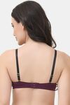 PrettyCat Underwire Lightly Padded Balconette Bra With Sexy Chain Strap - Wine — thumbnail 3