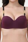 PrettyCat Underwire Lightly Padded Balconette Bra With Sexy Chain Strap - Wine — thumbnail 5