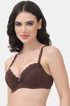 PrettyCat Underwire Lightly Padded T-shirt Bra With Sexy Trim Lace - Brown — thumbnail 2