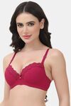 PrettyCat Underwire Lightly Padded T-shirt Bra With Sexy Trim Lace - Maroon — thumbnail 2