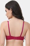 PrettyCat Underwire Lightly Padded T-shirt Bra With Sexy Trim Lace - Maroon — thumbnail 3