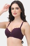 PrettyCat Underwire Lightly Padded T-shirt Bra With Sexy Trim Lace - Wine — thumbnail 2