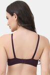 PrettyCat Underwire Lightly Padded T-shirt Bra With Sexy Trim Lace - Wine — thumbnail 3