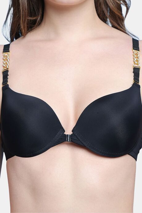 PrettyCat Pushup Padded Underwired Sexy Front Open Bra - Black — image 5