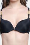 PrettyCat Pushup Padded Underwired Sexy Front Open Bra - Black — thumbnail 5