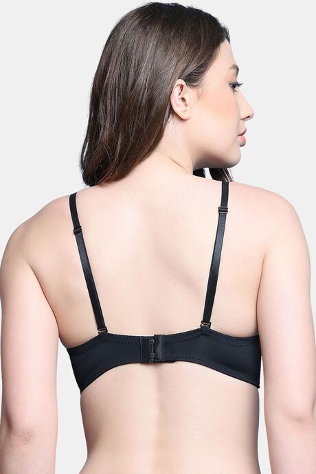 PrettyCat Lightly Padded UnderWired Sexy Balconette Bra With Pearls Strap - Black — image 3