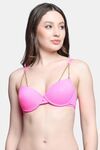 PrettyCat Lightly Padded UnderWired Sexy Balconette Bra With Chain Strap - Pink — thumbnail 1