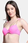 PrettyCat Lightly Padded UnderWired Sexy Balconette Bra With Chain Strap - Pink — thumbnail 2