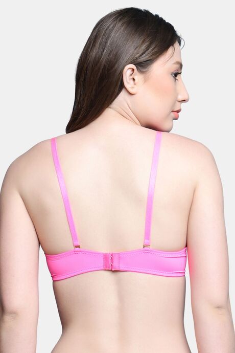 PrettyCat Lightly Padded UnderWired Sexy Balconette Bra With Chain Strap - Pink — image 3