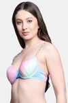 PrettyCat Lightly Padded UnderWired Sexy Plunge Bra With Pearls Strap - Pink — thumbnail 2