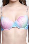 PrettyCat Lightly Padded UnderWired Sexy Plunge Bra With Pearls Strap - Pink — thumbnail 5