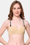 PrettyCat Lightly Padded Balconette Bra With Shine Strap for Women & Girls - Beige — thumbnail 1