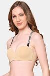 PrettyCat Lightly Padded Balconette Bra With Shine Strap for Women & Girls - Beige — thumbnail 2