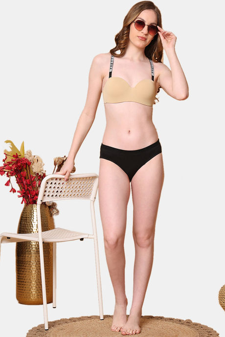 PrettyCat Lightly Padded Balconette Bra With Shine Strap for Women & Girls - Beige — image 4