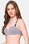 PrettyCat Lightly Padded Balconette Bra With Shine Strap for Women & Girls - Grey — thumbnail 2