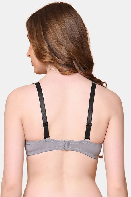 PrettyCat Lightly Padded Balconette Bra With Shine Strap for Women & Girls - Grey — image 3