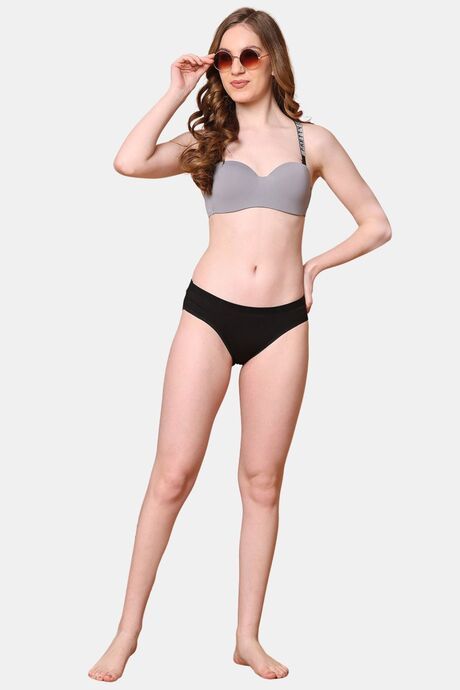 PrettyCat Lightly Padded Balconette Bra With Shine Strap for Women & Girls - Grey — image 4